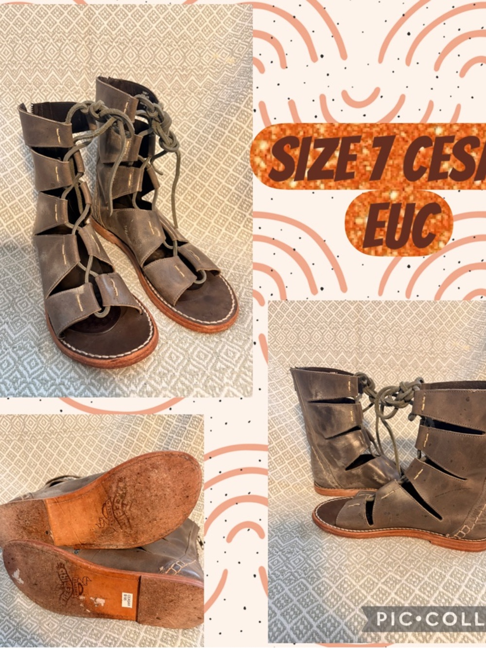 freebird stone Gray Cesar Lace-Up Gladiator Boots